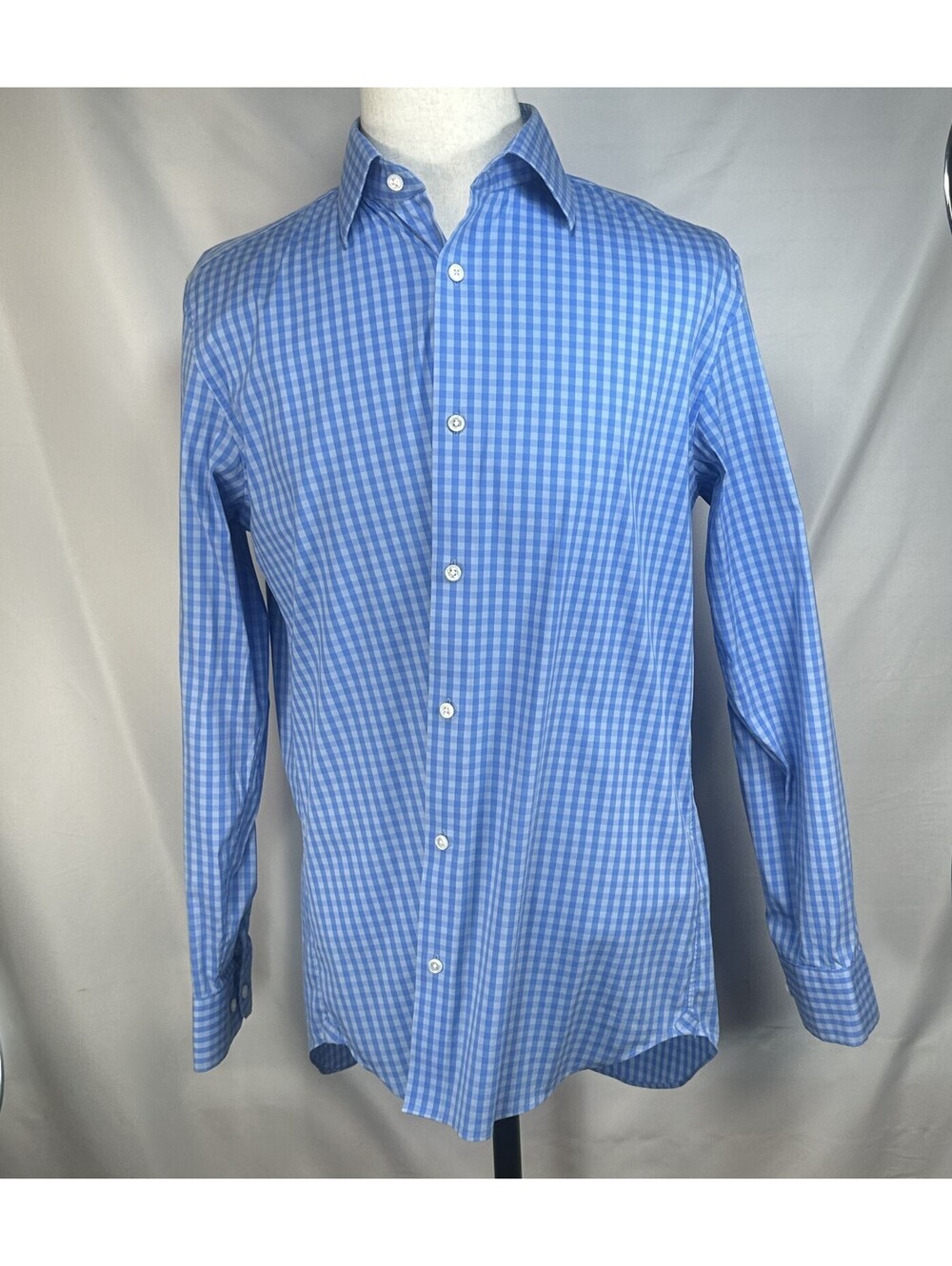 Bonobos Checked Stretch Slim Fit Button Up Blue Mens XL
